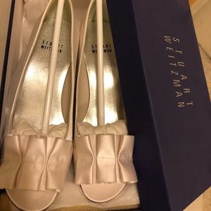 Stuart Weitzman heel shoes/satin white /2.5”